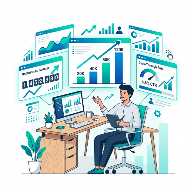 Performance Dashboard mit wachsenden Kennzahlen und Analytics