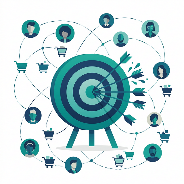 Retargeting Visualisierung mit Zielscheibe und Kundenrückgewinnung