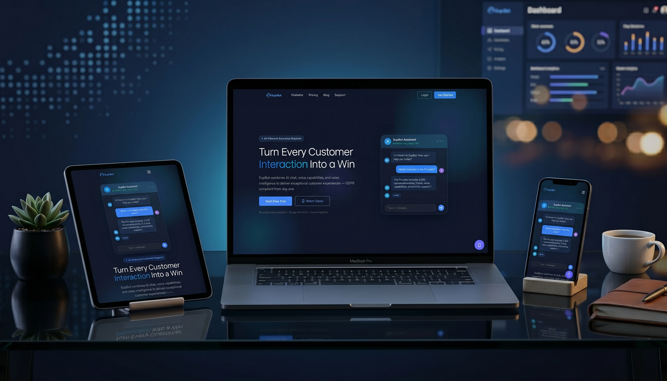 SupBot na laptopie, tablecie i smartfonie