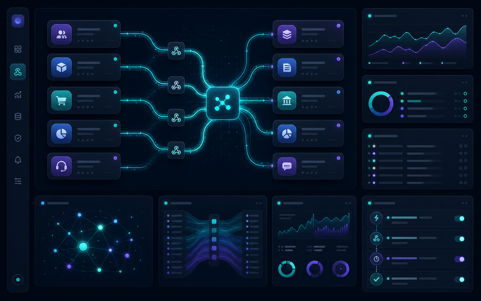 Automation dashboard with connected systems